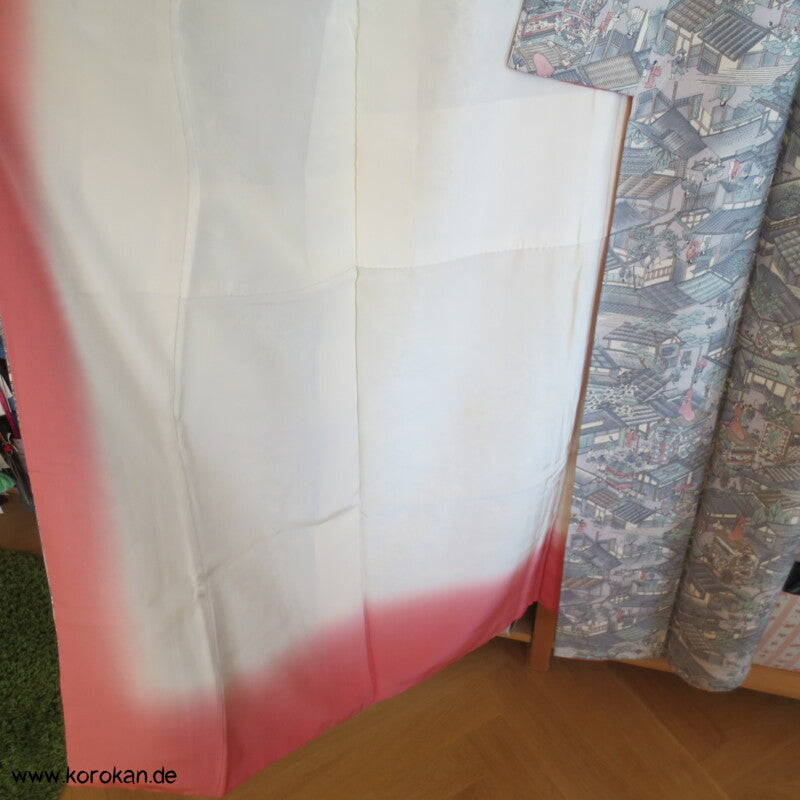 Wimmelbild einer japanisches Stadt Komon Seidencrepesatin Kimono