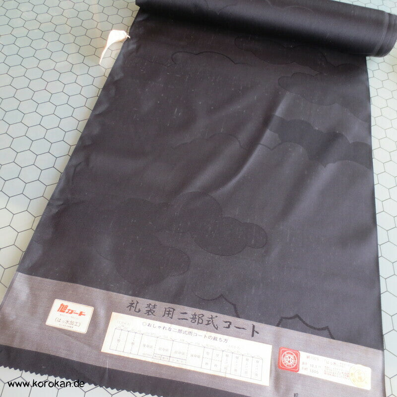 schwarzer Wolkenseidendamast für Kimono