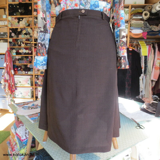 Kimono Tsumugi Seiden Kasuri Karo 5 Bahnen Falten Rock