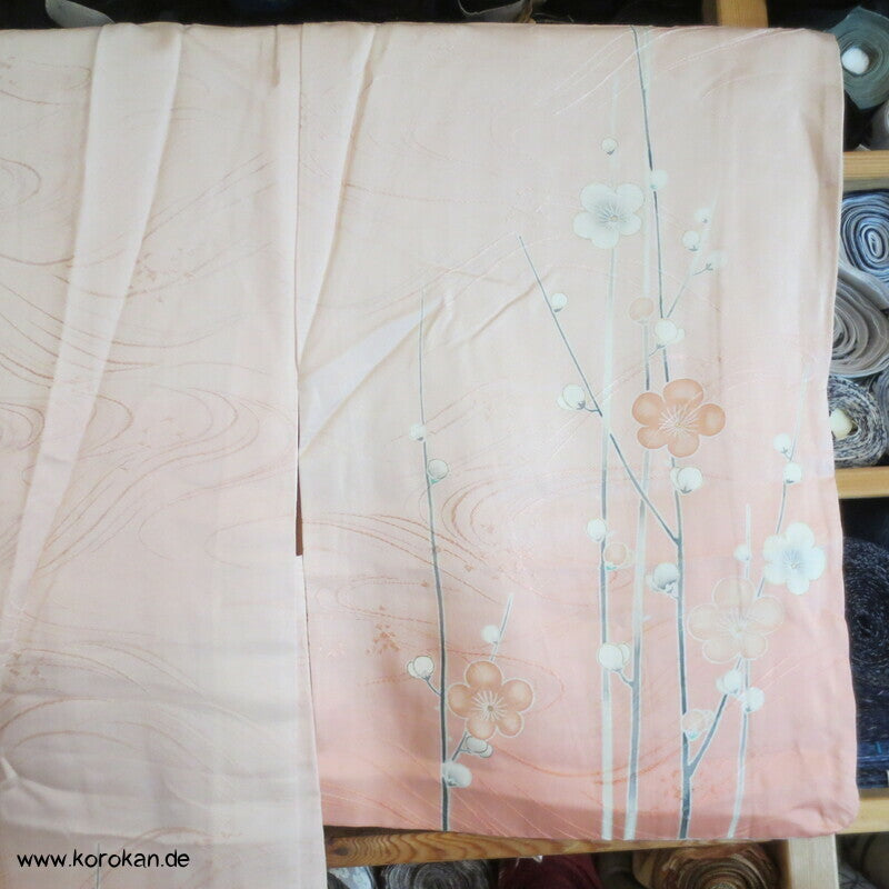 Sakura Blüten auf sakura rosa Seidendamast Haori Kimono Jacke