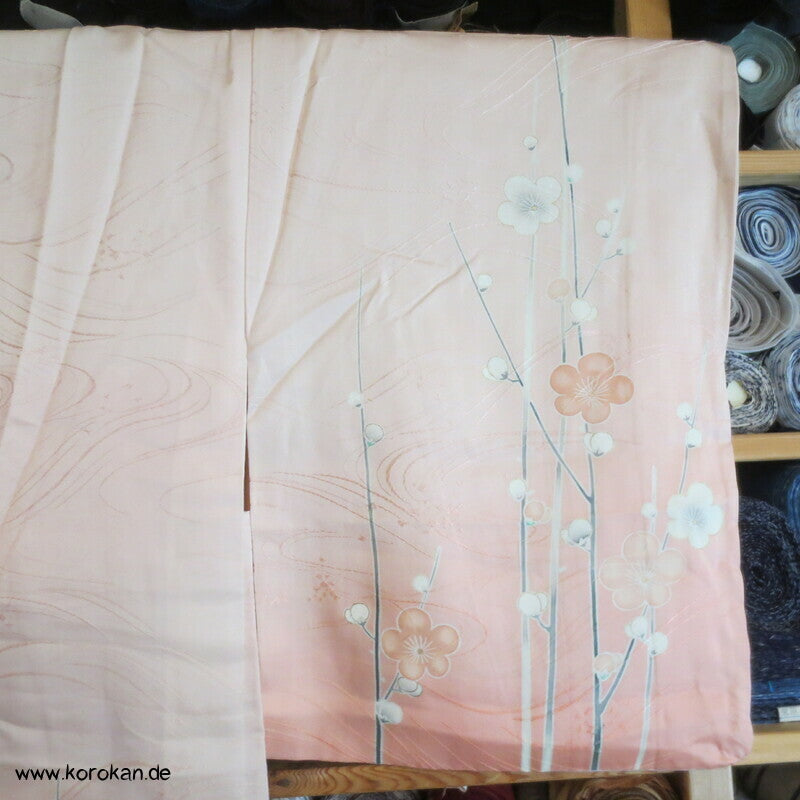 Sakura Blüten auf sakura rosa Seidendamast Haori Kimono Jacke