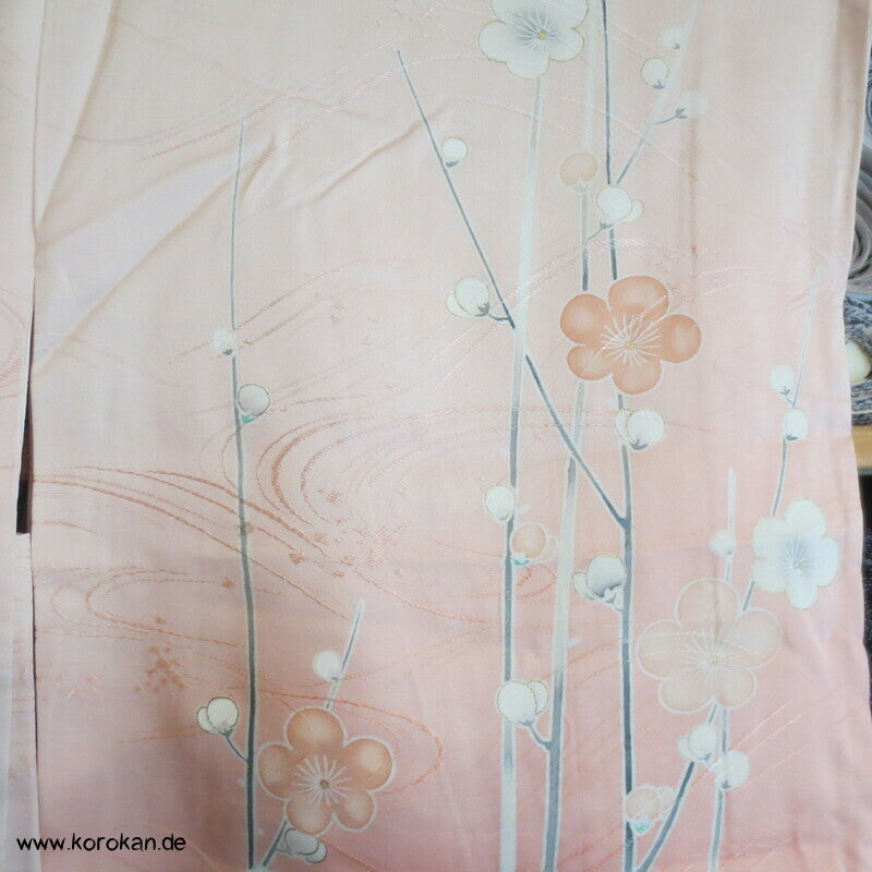 Sakura Blüten auf sakura rosa Seidendamast Haori Kimono Jacke