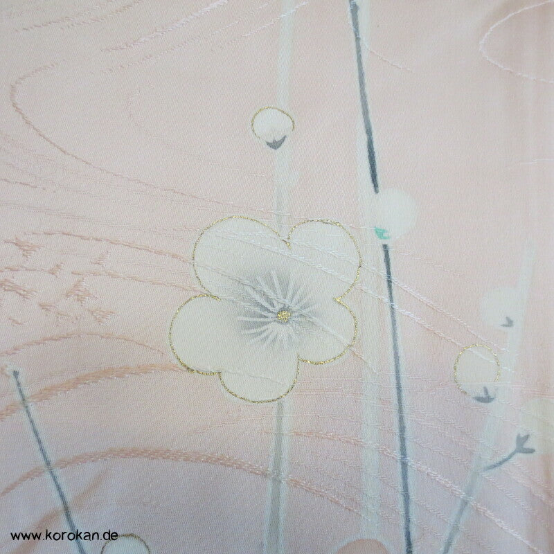 Sakura Blüten auf sakura rosa Seidendamast Haori Kimono Jacke