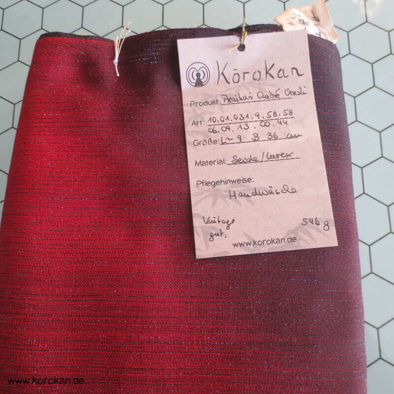 Lurex - Urushi Seiden Kimono Araihari, rot schwarz silber Ombré