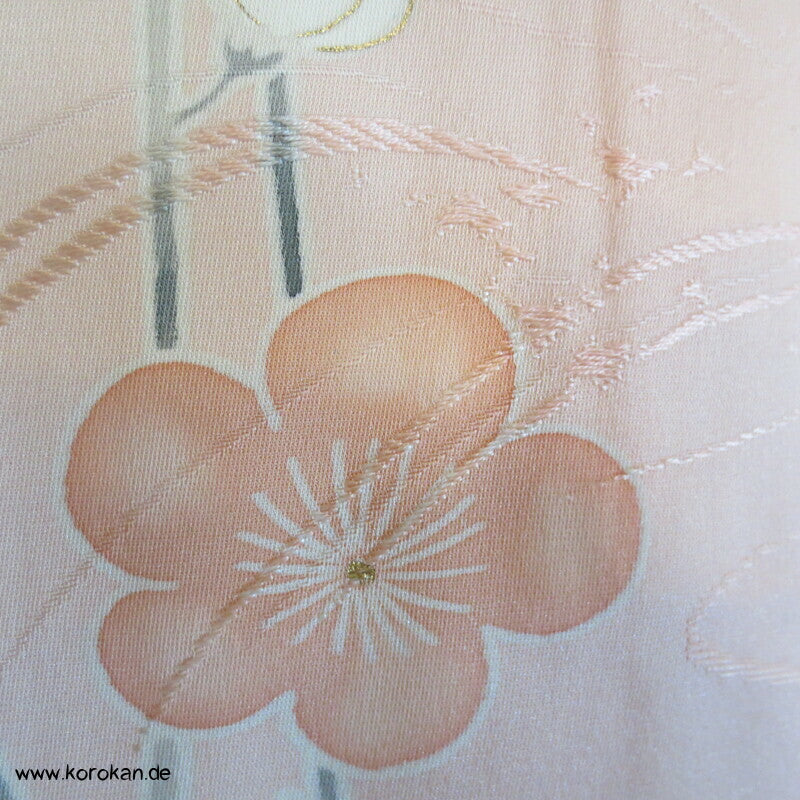 Sakura Blüten auf sakura rosa Seidendamast Haori Kimono Jacke