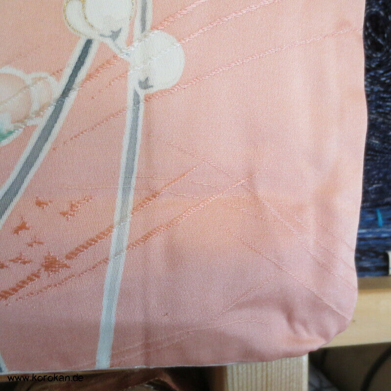 Sakura Blüten auf sakura rosa Seidendamast Haori Kimono Jacke