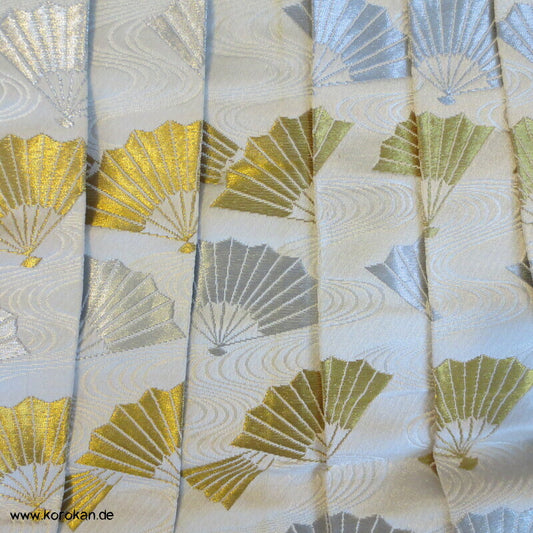 gold und silber Fächer Seidenbrokat Hakama - Umanori Hosen-Typ für Kimono