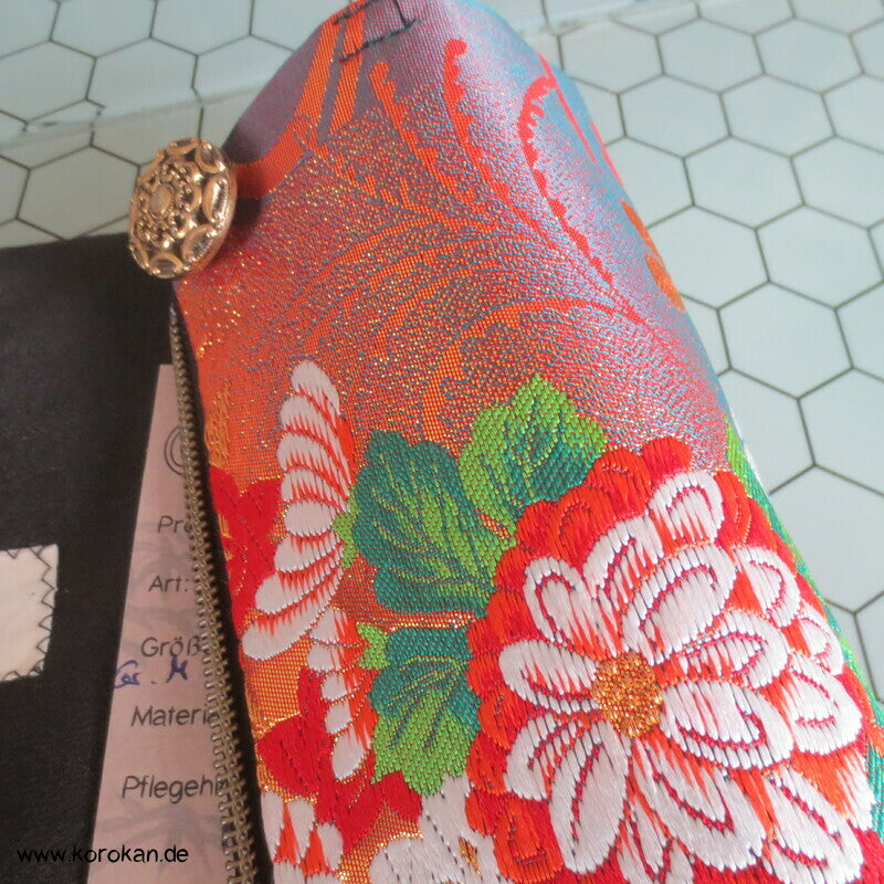 Upcycling Tomesode Kimono Rock mit angesetztem Brokat Obi Bund, Gr. M