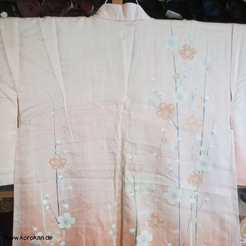 Sakura Blüten auf sakura rosa Seidendamast Haori Kimono Jacke