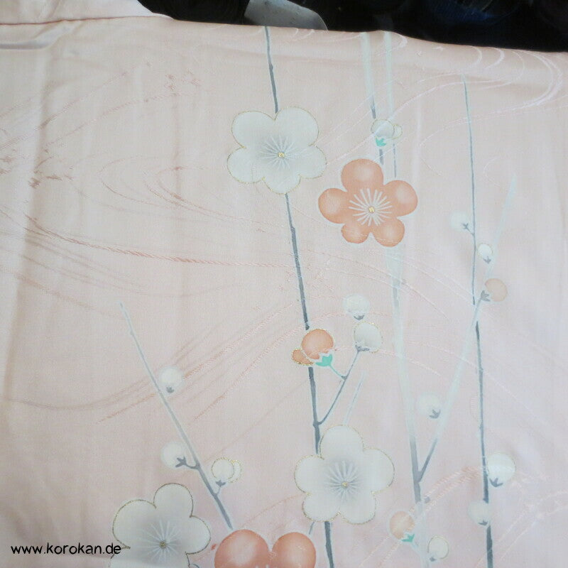Sakura Blüten auf sakura rosa Seidendamast Haori Kimono Jacke