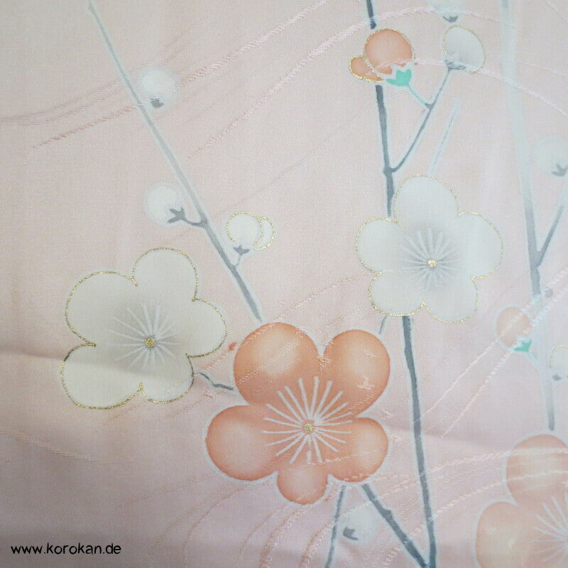 Sakura Blüten auf sakura rosa Seidendamast Haori Kimono Jacke