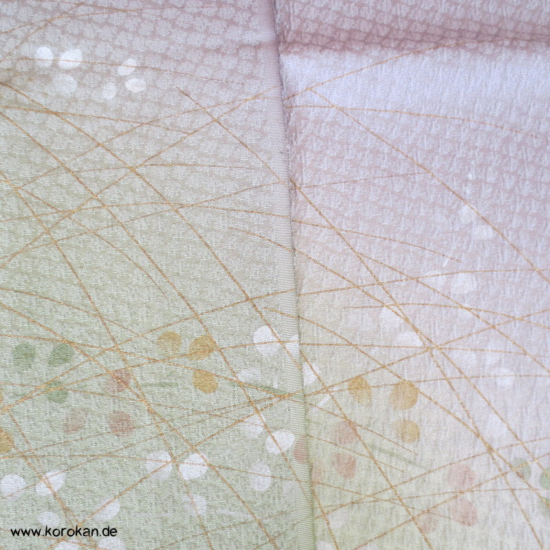 Bokashi, feine Blüten gold, bestickt, Furisode Karieba