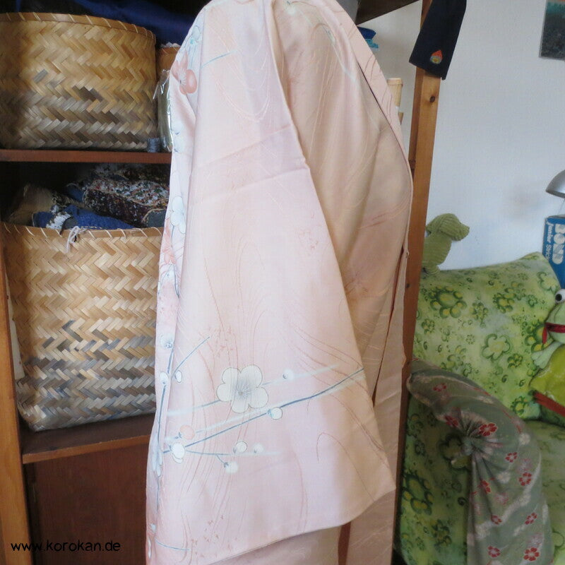 Sakura Blüten auf sakura rosa Seidendamast Haori Kimono Jacke