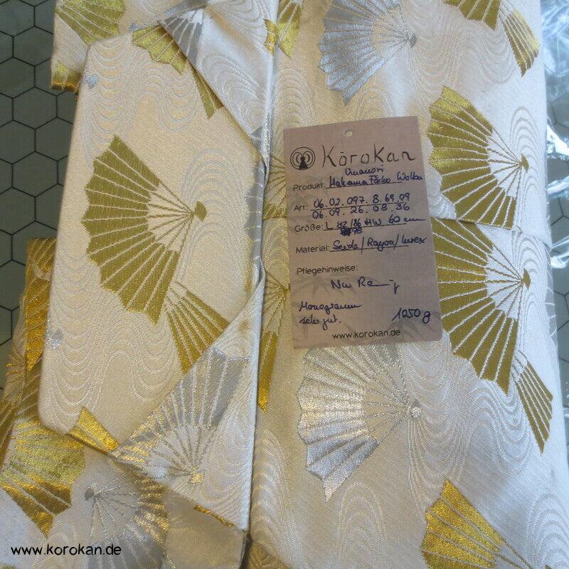 gold und silber Fächer Seidenbrokat Hakama - Umanori Hosen-Typ für Kimono