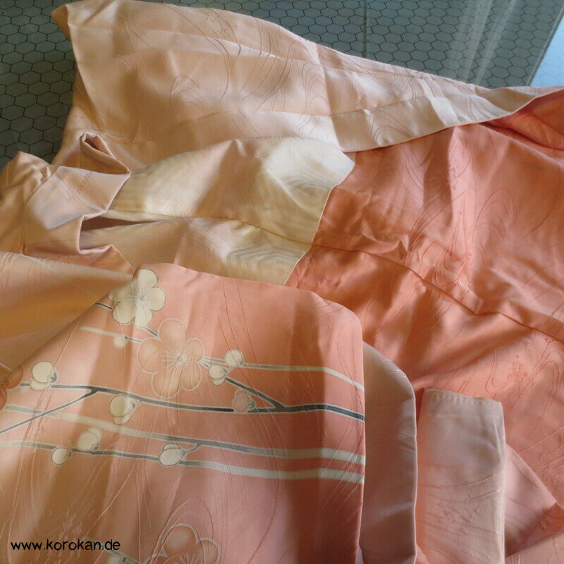 Sakura Blüten auf sakura rosa Seidendamast Haori Kimono Jacke