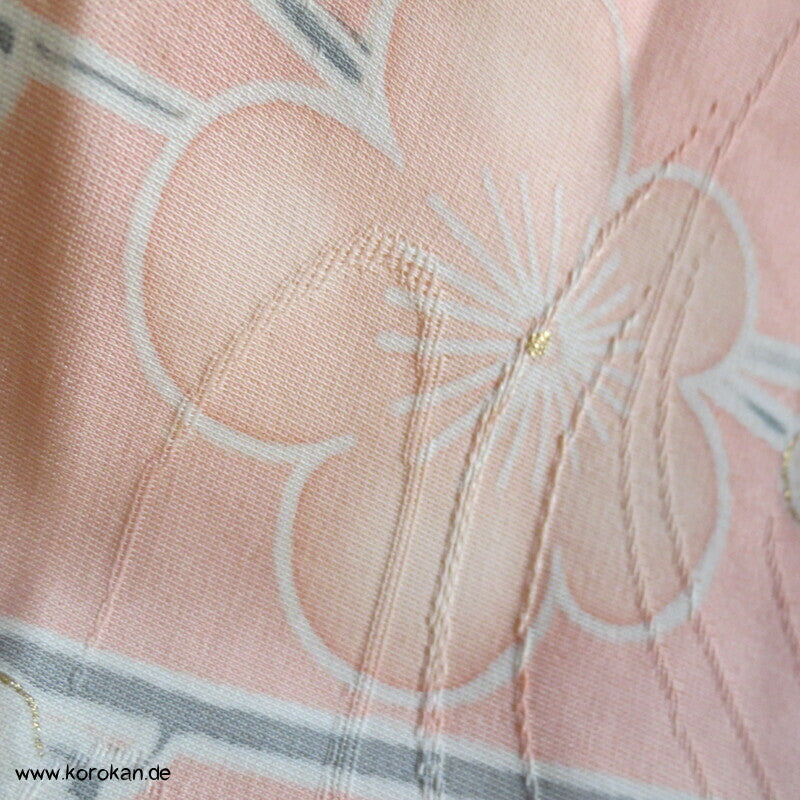 Sakura Blüten auf sakura rosa Seidendamast Haori Kimono Jacke