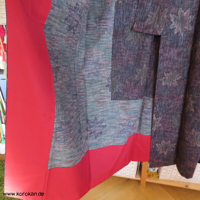dunkles Ahornblatt Hitoe Mawata Tsumugi Kimono