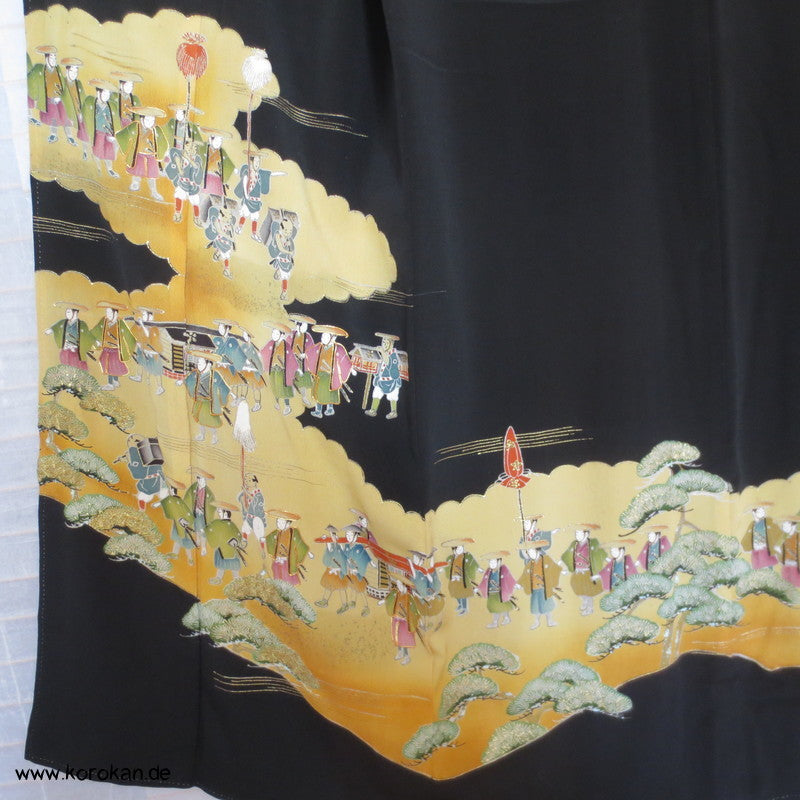 Edo Prozessionszug Tomesode Seiden Kimono