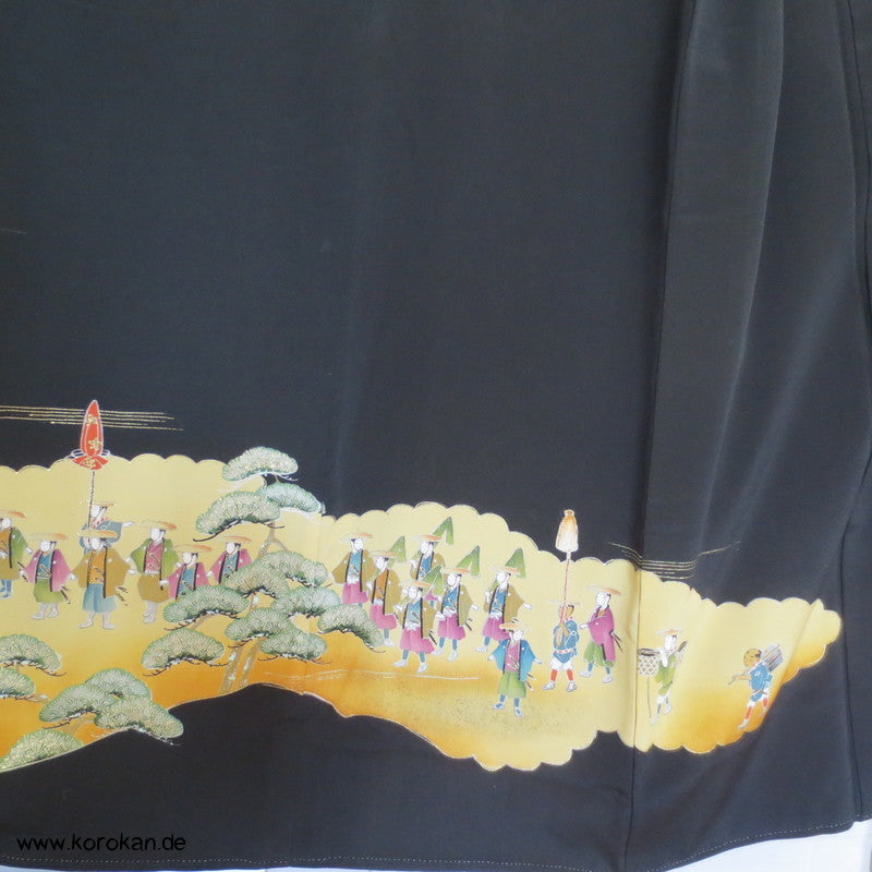 Edo Prozessionszug Tomesode Seiden Kimono