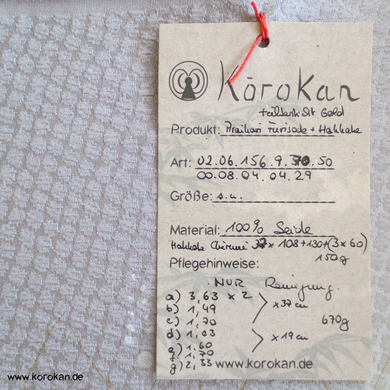 Bokashi, feine Blüten gold, bestickt, Furisode Karieba