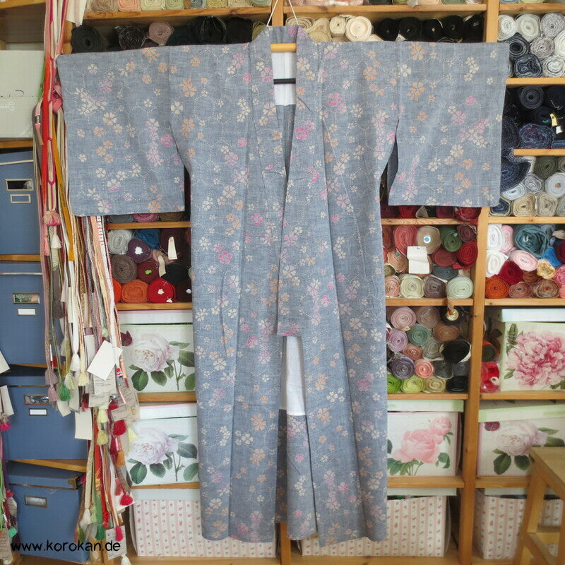 Sakura Baumwoll Tsumugi Hitoe Kimono / Yukata
