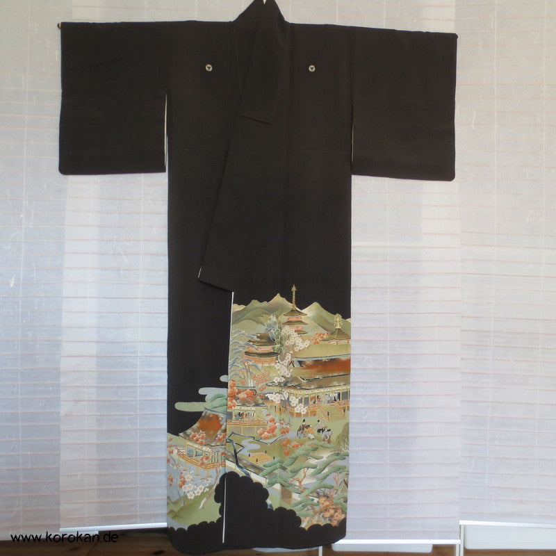 Szene am Hof von Heian Tomesode Seiden Kimono