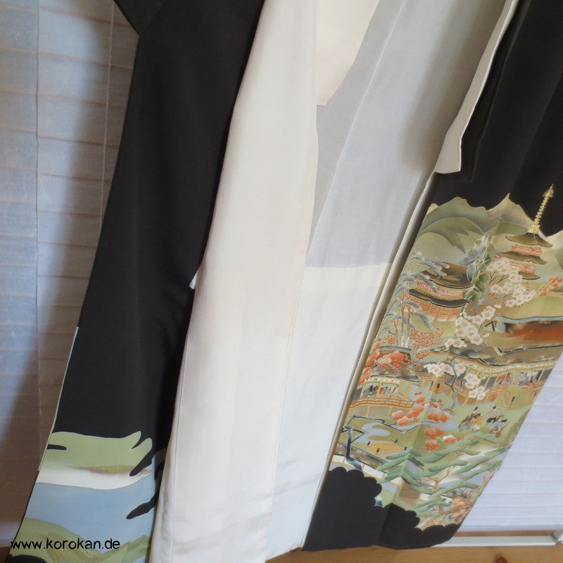 Szene am Hof von Heian Tomesode Seiden Kimono