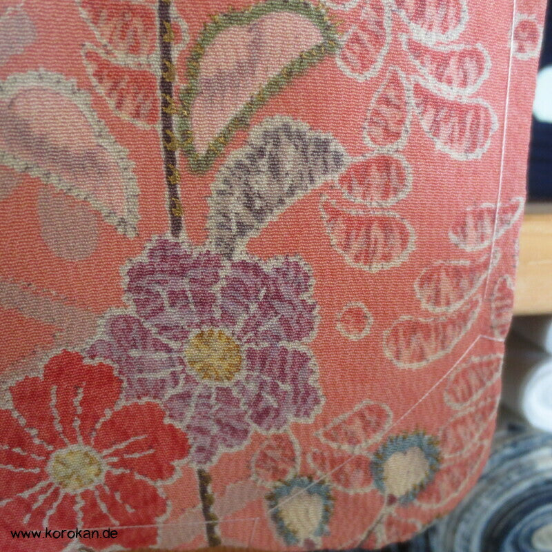 Tsujigahana Blumen und Mandarinenten Seidencrepe Komon Kimono