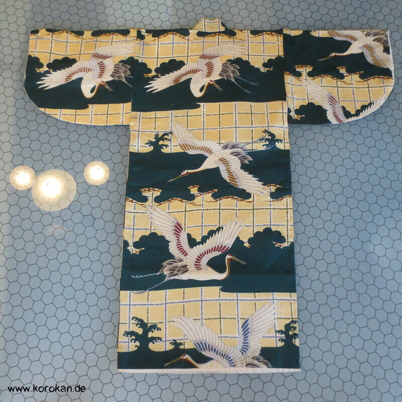 antiker Tauf Kimono für kleine Jungen, Kraniche