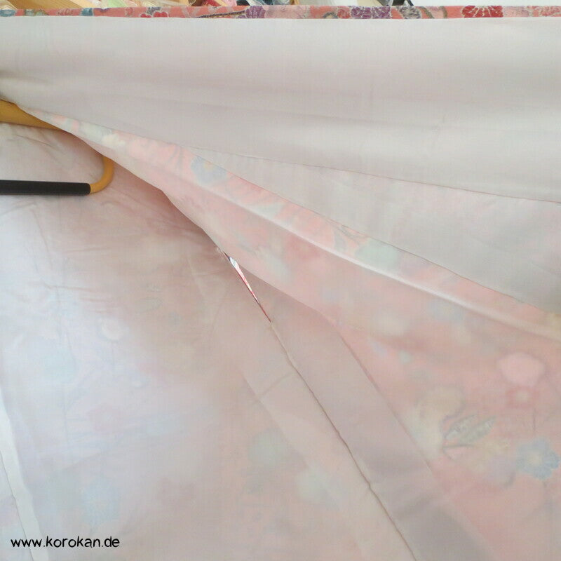 Tsujigahana Blumen und Mandarinenten Seidencrepe Komon Kimono