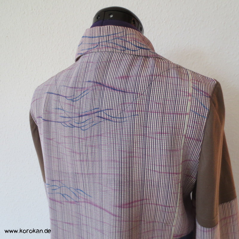Blüten, Kanji, Stickerei, Seide, Viscose, Baumwolljersey Zero Waste langarm Bluse