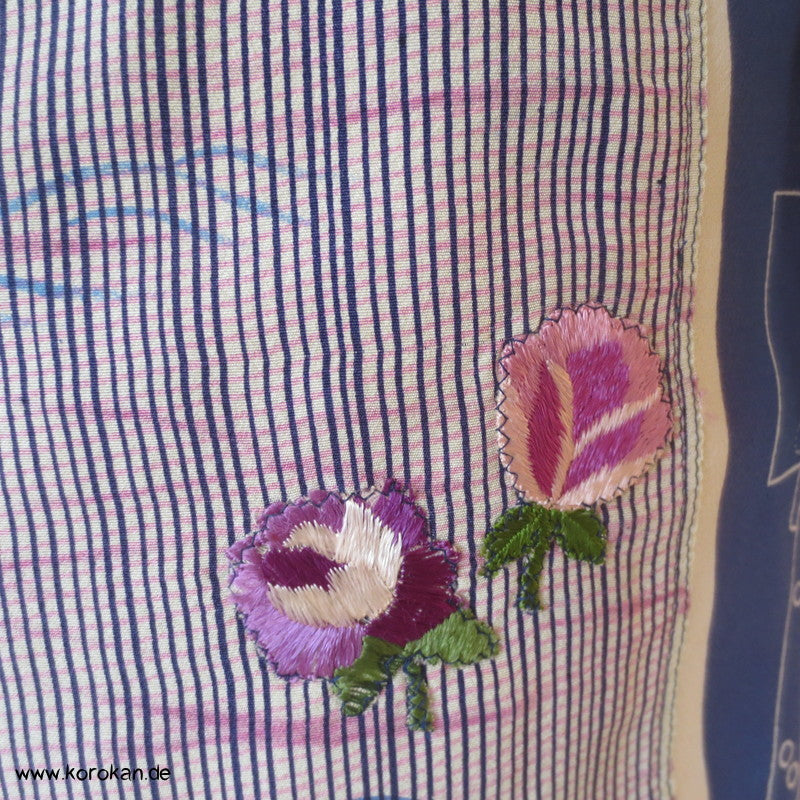 Blüten, Kanji, Stickerei, Seide, Viscose, Baumwolljersey Zero Waste langarm Bluse