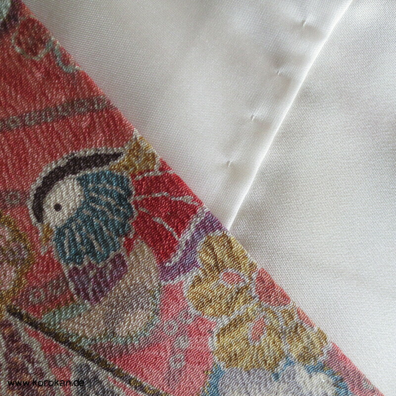 Tsujigahana Blumen und Mandarinenten Seidencrepe Komon Kimono