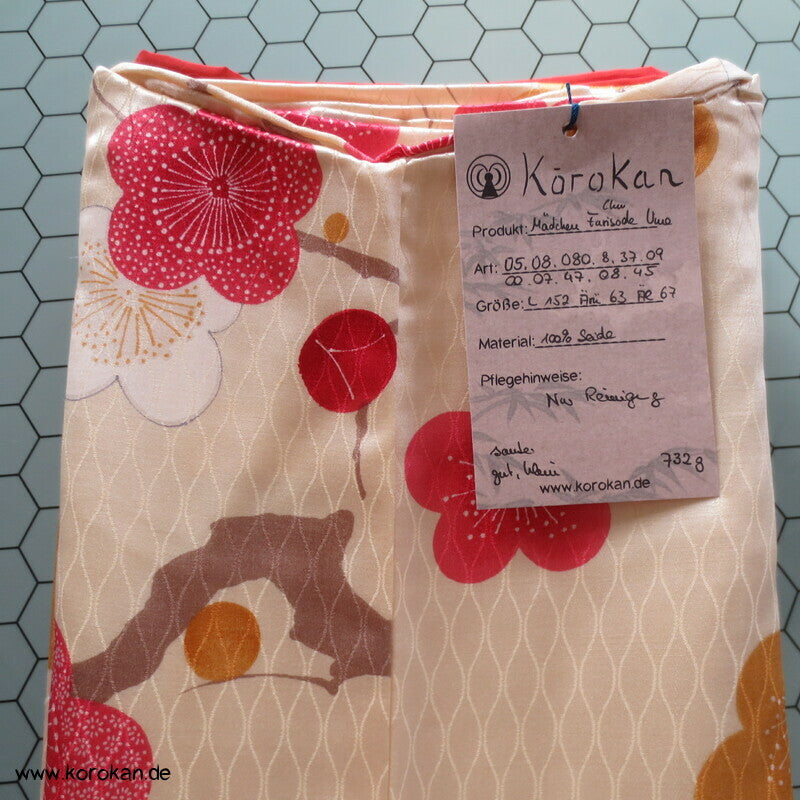 Ume Blüten Chu Furisode Tatewaku Seidendamast