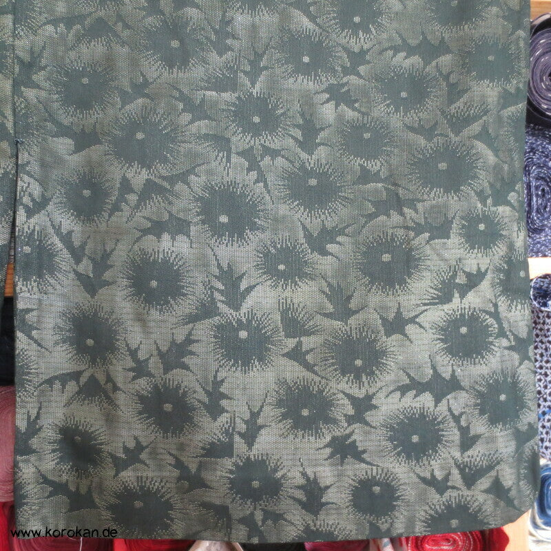 1950'er Hitoe ungefütterter Kimono, gewebte Disteln