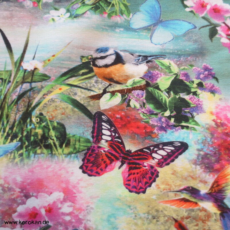 Kolibri und Schmetterlinge Baumwoll Jersey