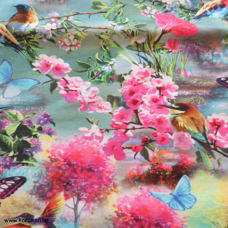 Kolibri und Schmetterlinge Baumwoll Jersey