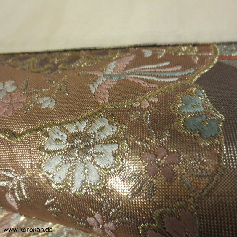 goldene Spiegel Brokat Fukuro Obi Seidenbrokat Kimonogürtel