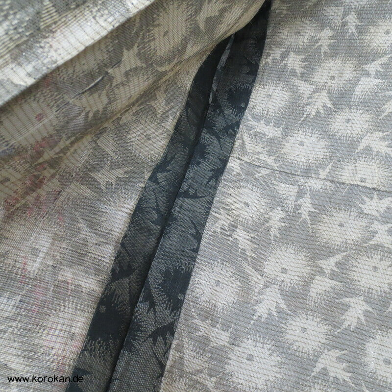1950'er Hitoe ungefütterter Kimono, gewebte Disteln