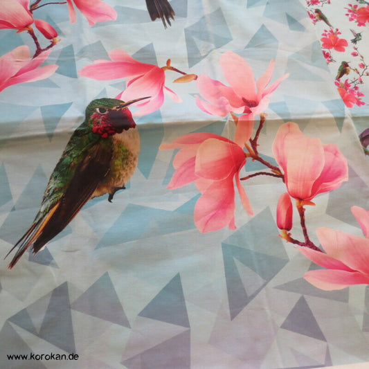 T Shirt Panel Kolibri Magnolien, Hibiskus