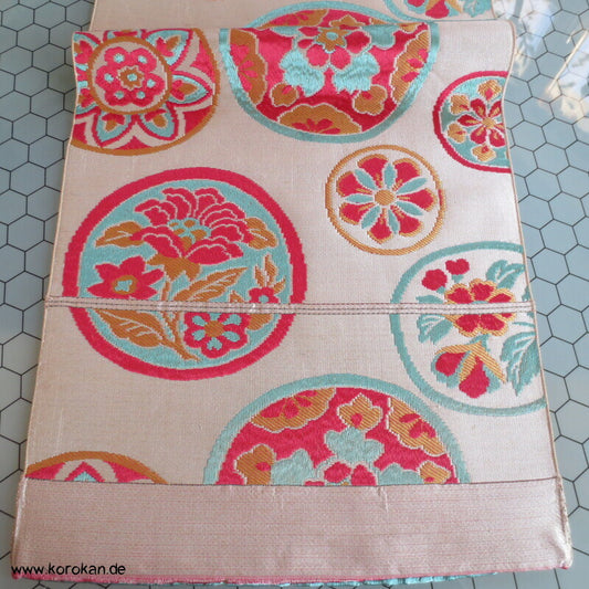 Araihari antiker Seidenbrokat Kimono Obi bunte Spiegel Stoff