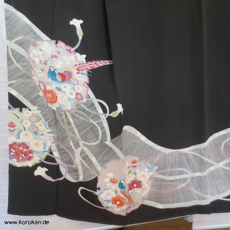 Bambusrollo / Spiegel Tomesode Seiden Kimono