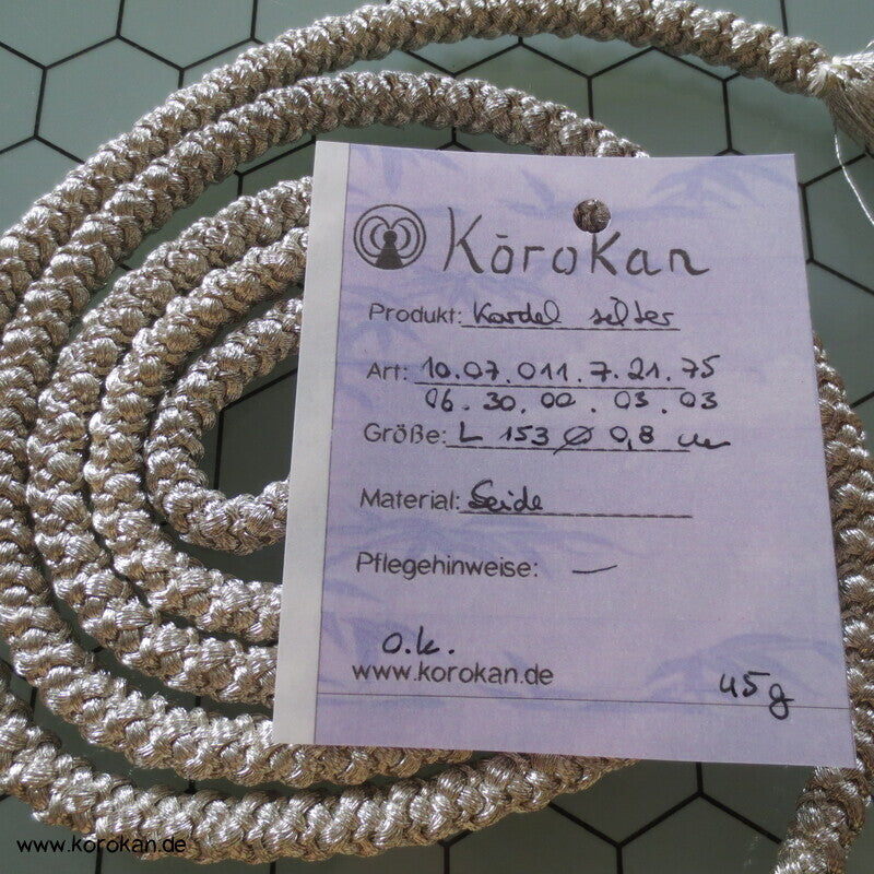 Seiden Obijime Kimonoband, rund, silber