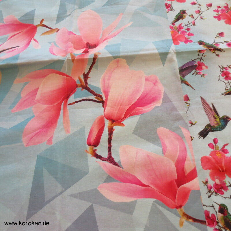 T Shirt Panel Kolibri Magnolien, Hibiskus