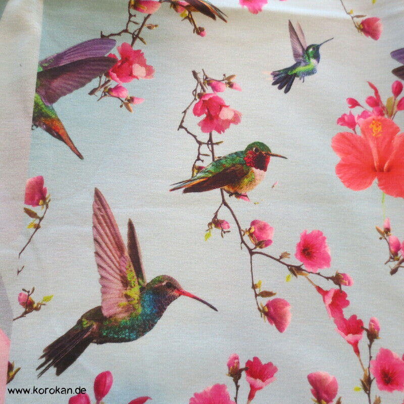T Shirt Panel Kolibri Magnolien, Hibiskus