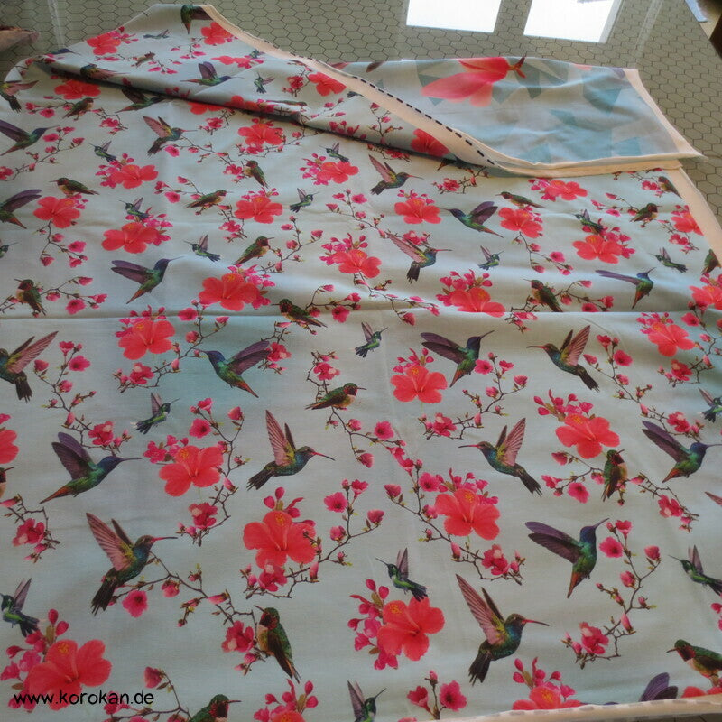 T Shirt Panel Kolibri Magnolien, Hibiskus