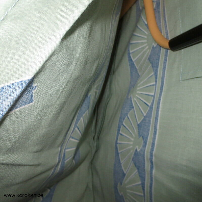 Streifen mit Fächern Yukata Kimono, reine Baumwolle