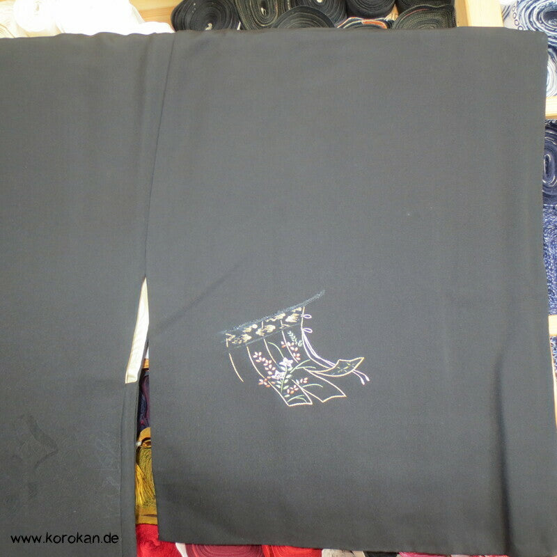 gestickte Hime Prinzessinnen Haori Kimono Jacke - Schwarz