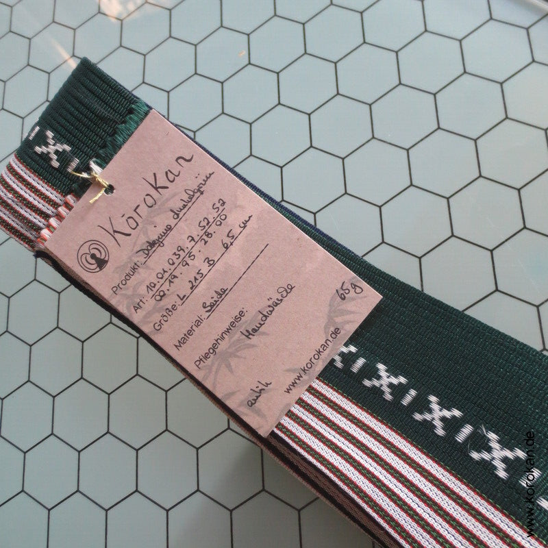 dunkelgrün Streifen und Muster, Date Jime Obi für Juban