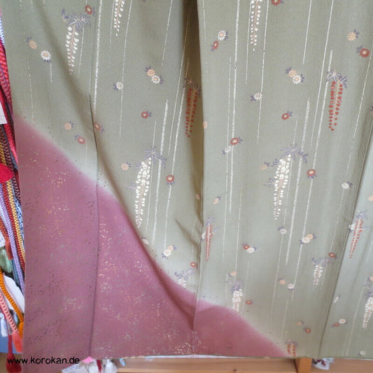 Homongi Seiden Kimono Fuji Wisteria allover